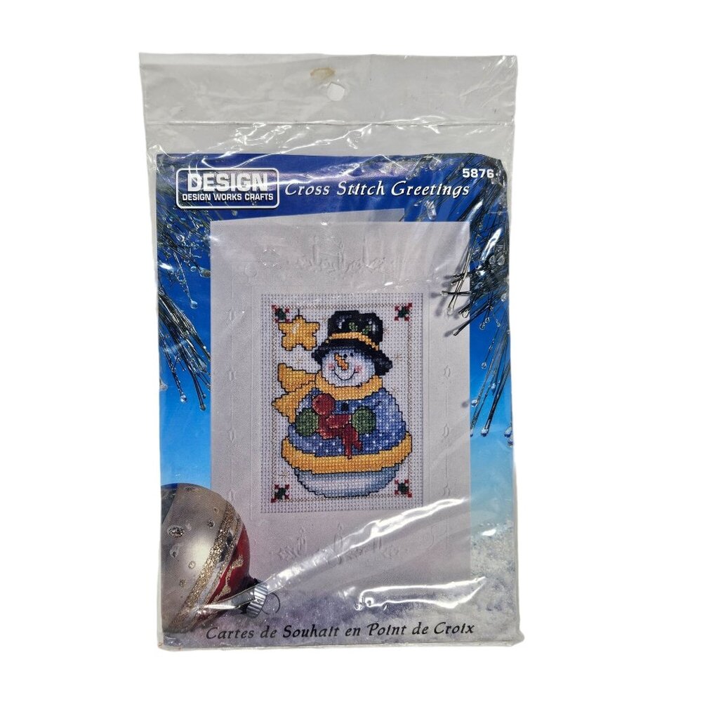 NEW Design Works Crafts Snowman Cross Stitch Greetings Christmas Holiday Hobby
